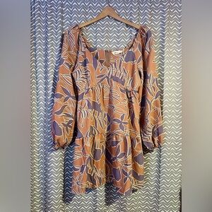 Millibon USA | Leaf Print Mini Dress, Size M